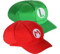 Ensemble De 2 Chapeaux Super Mario - Casquettes Mario Et Luigi Personnages De Jeux Vidéo Rouges Et Verts Chapeaux À Thème De Jeu Rétro