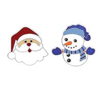 Ensemble de 2 châssis de Neige de Noël Santa Couples Broches Badges décoratifs à la Mode pour la fête
