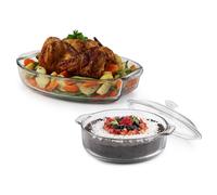 Ensemble de 2 cocottes en verre Libbey Baker's Basics avec 1 couvercle en verre