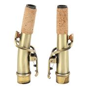 Ensemble de 2 colliers de saxophone pour soprano, kit de remplacement en métal droit et courbe, fabrication en laiton et liège, accessoire compact pour une mise en place facile de (Bleu verdâtre