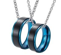 Ensemble de 2 Colliers en Acier Inoxydable pour Elle avec Un Pendentif en Anneau brossé pour Les Hommes et Les Femmes 50 cm Homme 60 cm, en Acier Inoxydable, Pas de cconie