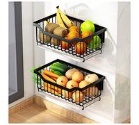Ensemble de 2 corbeilles à fruits murales en acier inoxydable pour la | Étagère murale de rangement en acier inoxydable pour fruits, légumes et articles de toilette. Lot de 2, idéal pour un