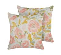 Ensemble de 2 Coussins Boho Décoratifs Motif Floral Accessoire 45 x 45 cm Rose e