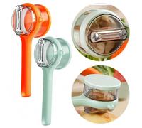 Ensemble de 2 couteaux à éplucher avec boîte de rangement, éplucheurs multifonctionnels avec boîte de stockage amovible, anti-dérapants pour carottes, pommes de terre, concombres