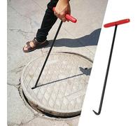 Ensemble de 2 crochets de levage robustes en acier avec poignée en T pour regards d'égout et bouches d'égout pluviales - Outil de levage de 86 cm, idéal comme levier ou pied de biche pour pl
