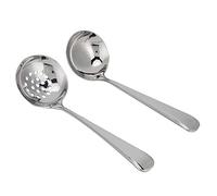 Ensemble de 2 cuillères à soupe et de cuillères évidées en acier inoxydable, couverts de qualité supérieure 304 avec manche ergonomique, finition polie miroir pour écrémer et servi (principale)