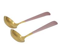 Ensemble de 2 cuillères à soupe et de cuillères évidées en acier inoxydable, couverts de qualité supérieure 304 avec manche ergonomique, finition polie miroir pour écrémer et servi (Or rose)
