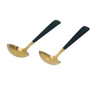Ensemble de 2 cuillères à soupe et de cuillères évidées en acier inoxydable, couverts de qualité supérieure 304 avec manche ergonomique, finition polie miroir pour écrémer et servi (Or vert)