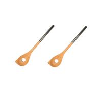Ensemble de 2 Cuillères en bois biseautée avec un trou manche inox 34 cm Boissellerie Fackelmann