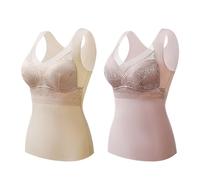 Ensemble de 2 débardeurs Thermiques pour Femme, col en V, Doublure Polaire, sous-vêtement Chaud d'hiver, débardeur Thermique, Camisole en Dentelle, Doux