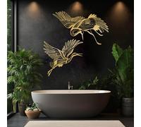 Ensemble de 2 décorations murales minimalistes Modernes en métal, représentant des grues, des Oiseaux et de la Faune Sauvage. Décoration Murale Nature à Suspendre, pour Salon ou ex