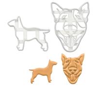 Ensemble de 2 emporte-pièces Bull Terrier anglais (dessins: silhouette de bull terrier anglais et visage de bull terrier anglais), 2 pièces