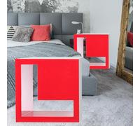 Ensemble de 2 étagères murales de design salon étagères diviseur de chambre étagères MDF L en forme de brillant rouge