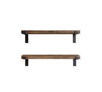 - Ensemble de 2 étagères murales en bois et métal design industriel LAMO - L. 60 x l. 14 cm - Marron - Lamo