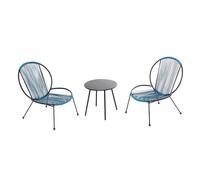 Ensemble De 2 Fauteuils + 1 Table Basse Bleu Rete Bleu