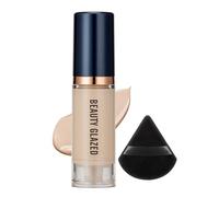 Ensemble de 2 fonds de teint liquides, fond de teint couvrance totale avec houppette triangulaire noire, poudre crème correctrice et éclaircissante, kit de maquillage longue tenue (#D)