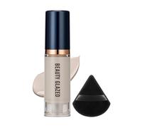 Ensemble de 2 fonds de teint liquides, fond de teint couvrance totale avec houppette triangulaire noire, poudre crème correctrice et éclaircissante, kit de maquillage longue tenue (#A)