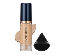 Ensemble de 2 fonds de teint liquides, fond de teint couvrance totale avec houppette triangulaire noire, poudre crème correctrice et éclaircissante, kit de maquillage longue tenue (#E)