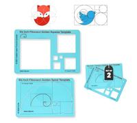 Ensemble de 2 gabarits CLPA Fibonacci - Carré et spirale de 15 cm | Outils de dessin du nombre d'or | Pochoirs Fibonacci pour l'art et le dessin technique | PETG transparent | Fabriqué en Australie