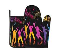 Ensemble de 2 gants de cuisine et maniques imprimés Dance With Music - 17,8 x 27,9 cm