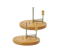 Fackelmann 9333950 lot de 2 Girolles à fromage avec plateau en bois, girolle pour tête de moine, coupe fromage rotatif, Bois, Acier inoxydable, 22 x 12,5 cm