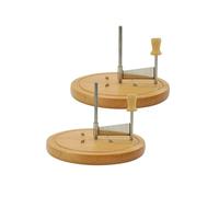 Fackelmann 9333950 lot de 2 Girolles à fromage avec plateau en bois, girolle pour tête de moine, coupe fromage rotatif, Bois, Acier inoxydable, 22 x 12,5 cm