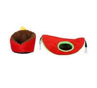 Ensemble de 2 hamacs et nids en forme de canapé pour hamsters, lit suspendu pour petits animaux avec crochets, nid de repos et de jeu en flanelle pour cochons d’Inde, idéal pour la (Rouge)