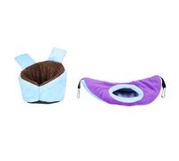 Ensemble de 2 hamacs et nids en forme de canapé pour hamsters, lit suspendu pour petits animaux avec crochets, nid de repos et de jeu en flanelle pour cochons d’Inde, idéal pour la (Bleu violet)