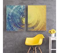 Ensemble de 2/Images Murales,Peintures Murales Abstraites Toile Représentant Un Cercle Bleu Jaune Affiches Impressions Chambre Coucher Salon Cuisine Bureau Décoration D'Intérieur-60*70cm (sans cadre)