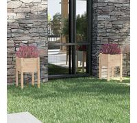 Ensemble de 2 Jardinières en Bois - 40x40x70 cm - Fabriqué en Pin Massif - Plusi