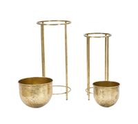 Ensemble de 2 jardinières en métal doré Lumai