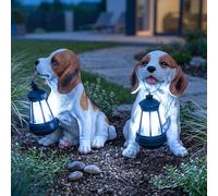 2 x lampe solaire LED luminaire extérieur chien jardin terrasse décoration éclairage DEL