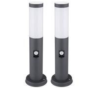 Ensemble de 2 lampes sur pied d'extérieur intelligentes SENSOR en acier inoxydable avec application de lampe de base pour cour dans un ensemble comprenant des ampoules LED RVB