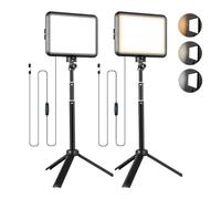 Ensemble de 2 Lampes Vidéo LED, 14 x 17cm Lampe de Studio de Photographie Portable avec Trépied Réglable pour Table, 2800K-6500K Lumière Douce USB pour Zoom/Streaming de Jeux/Youtube/TikTok