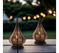 Ensemble De 2 Lanternes Orientales Windlicht Décoration De Jardin Ezana Noir