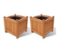 vidaXL Ensemble de 2 lits surélevés en bois 30x30x30 cm Marron G