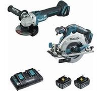 ENSEMBLE DE 2 MACHINES MAKITA 18 V LI-ION 5 AH (DHS680 + DGA506)-DLX2277PTJ