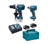 Ensemble de 2 machines Makita DLX2144TJ1 18V - Perceuse Visseuse DDF458 - Visseuse à chocs DTD152 - 3 batterie BL1850 - 1 chargeur rapide DC18RC