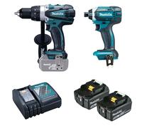Ensemble de 2 machines Makita DLX2144TJ1 18V - Perceuse Visseuse DDF458 - Visseuse à chocs DTD152 - 3 batterie BL1850 - 1 chargeur rapide DC18RC