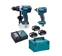 Ensemble de 2 machines Makita DLX2144TJ1 18V - Perceuse Visseuse DDF458 - Visseuse à chocs DTD152 - 3 batterie BL1850 - 1 chargeur rapide DC18RC