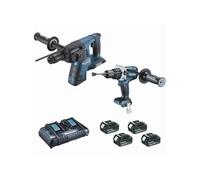 Ensemble de 2 machines 18 V Li-Ion 5 Ah MAKITA Perfo DHR264 + Perceuse DHP481 - 2 batteries, chargeur, coffret - DLX2101PTJ