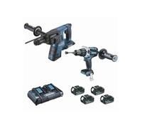 Makita Pack 2 outils DHR264 + DHP481 18 V Li‑Ion 5 Ah – 2 batteries, chargeur, coffret DLX2101PTJ