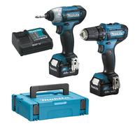 Ensemble de 2 machines Makita CLX224SMJ - Perceuse Visseuse - Visseuse à chocs - 2 batteries 4,0Ah - 1 chargeur