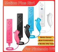 Ensemble de 2 manettes pour Nintendo Wii avec Motion Plus en option, joystick sans fil, télécommande de jeu avec étui en silicone pour jeux vidéo 2Set-red black