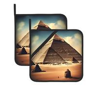 Ensemble de 2 maniques à Motif de rêve des Pyramides de Khéops, Ensemble Amusant de Gants de Cuisine et de maniques pour Cuisiner, Griller et Cuire au Four