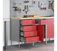 Ensemble de 2 meubles de boulot vidaXL en rouge et gris, en bois d'ingénierie et acier