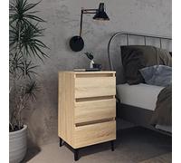 Ensemble de 2 meubles de lit en chêne avec pieds en métal - Solution de rangement élégante pour la maison et le jardin 40 x 35 x 69 cm