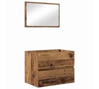 Ensemble de 2 meubles de salle de bain en bois - Armoire et étagère de style maison de campagne - Élégant et peu encombrant - Pour toilettes d'invités et petites salles de bains