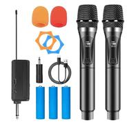 Ensemble de 2 microphones sans fil UHF, portée 60m, batterie 1200mAh, pour karaoké, discours .