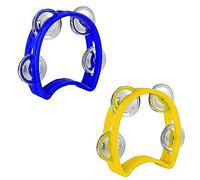 Ensemble de 2 mini tambourins demi-lune pour enfant et adulte - Instrument de musique Orff avec double rangée de cymbales pour soirées dansantes et cours de musique pour enfants.